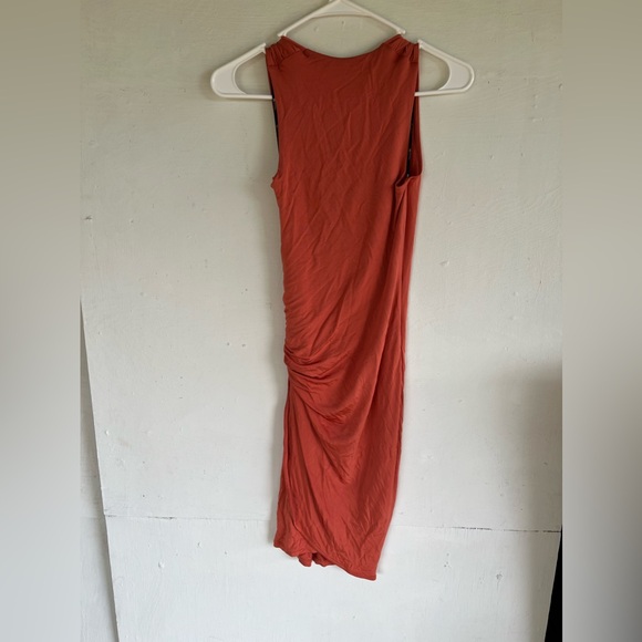 Forever 21 Orange/Pink Salmon Knotted Cute Pretty V Neck Bodycon Dress S - Picture 3 of 4